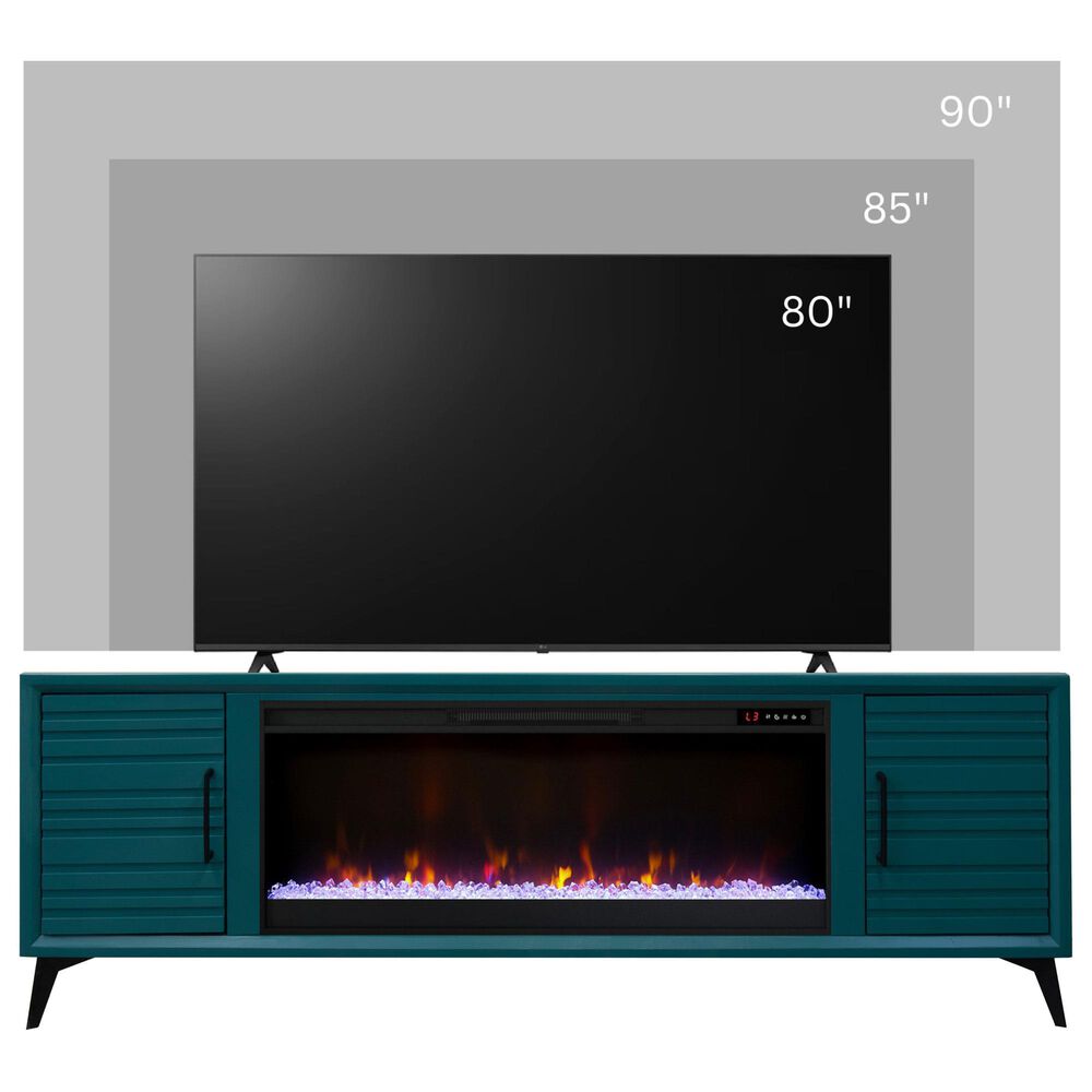 Legends Home Malibu 78&quot; Fireplace TV Stand in Teal and Black, , large