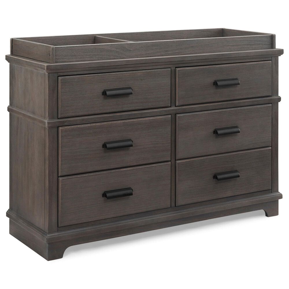 Delta Children Asher 6-Drawer Dresser with Changing Top in Rustic Grey, , large