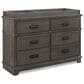 Delta Children Asher 6-Drawer Dresser with Changing Top in Rustic Grey, , large