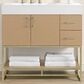 37B Mauri 36" Single Bathroom Vanity with Metal Base in Warm Oak with High-Profile 4" White Composite Stone Top, , large