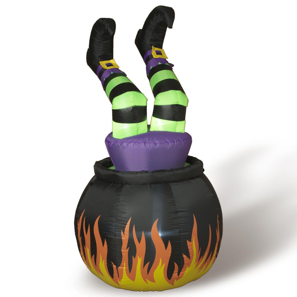The Gerson Company 5" Animated Inflatable Halloween Witch in Cauldron, , large