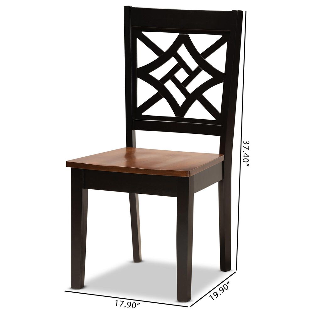 Baxton Studio Nicolette Side Chair in Dark Brown and Walnut Brown (Set of 2), , large