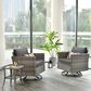 HOMLUX 3-Piece Patio Conversation Set with Square-Arm Swivel Rocking Chairs in Black, , large