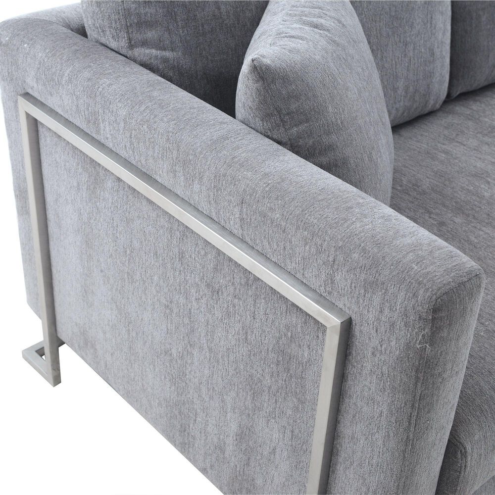 Blue River Heritage 2-Piece Sofa &amp; Chair Set in Gray/Brushed Stainless Steel, , large