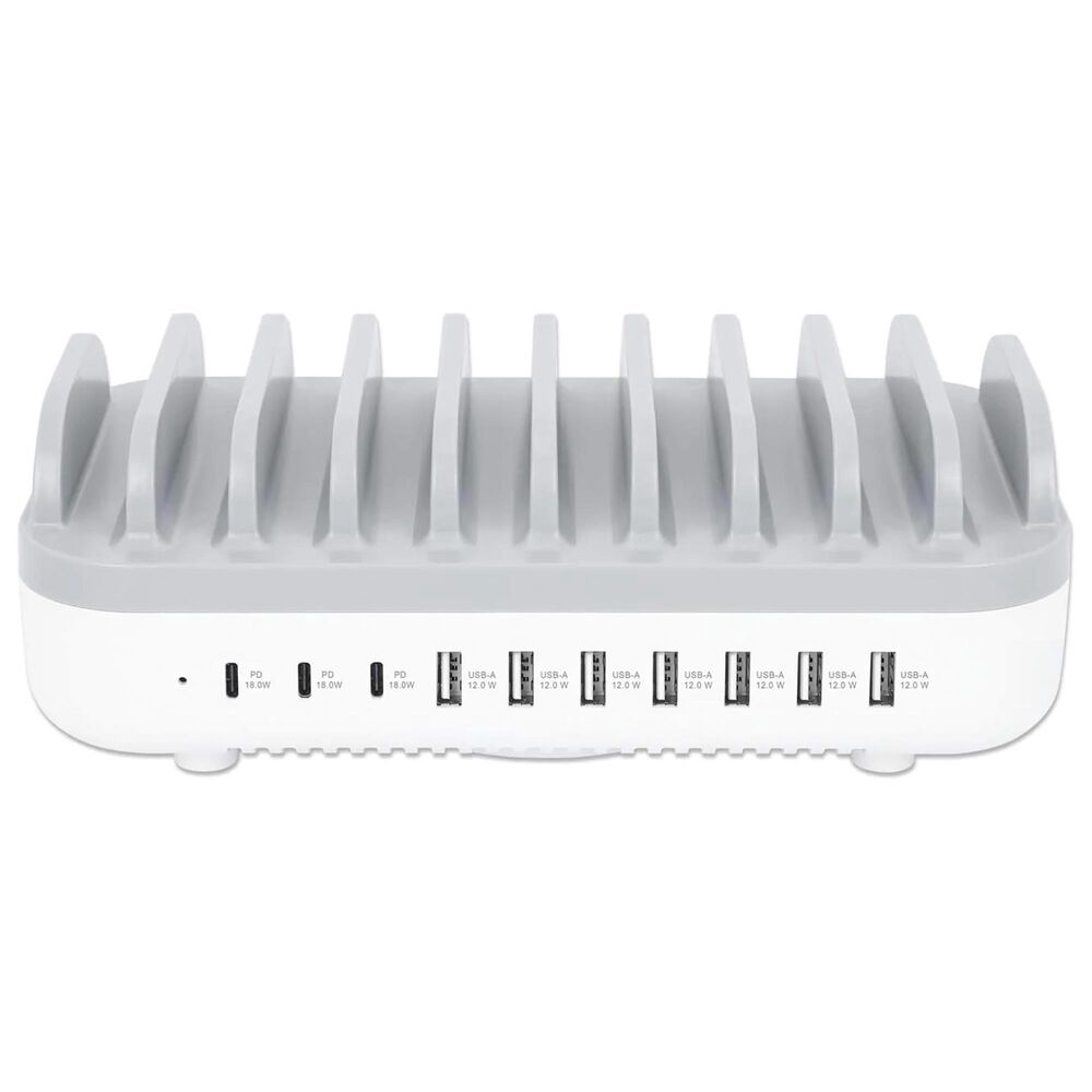 Manhattan 10-Port USB Charging Station in White and Gray, , large