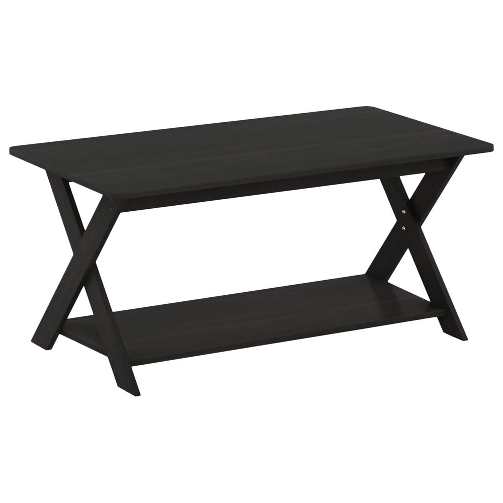 HOMLUX 1-Tier Simplistic Criss-Crossed Coffee Table in Espresso, , large