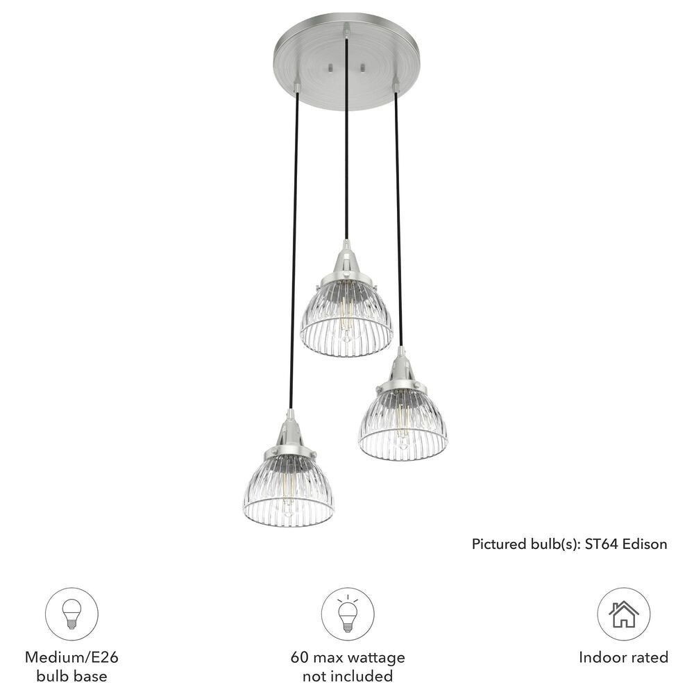 Hunter Cypress Grove 3-Light Cluster in Brushed Nickel, , large