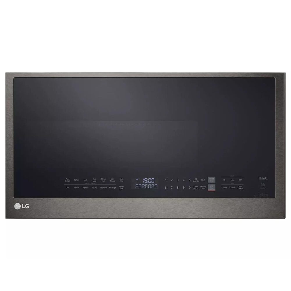 LG 2-Piece Kitchen Package with 6.3 Cu. Ft. Gas Range and Over-the-Range Microwave in Print Proof Black Stainless Steel, , large