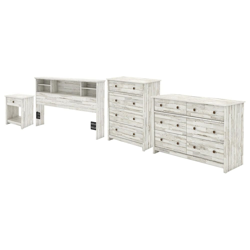 Sauder River Ranch 4-Piece Full/Queen Bedroom Set in White Plank, , large