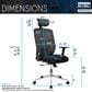 Rta Products Llc High Back Executive Mesh Office Chair with Arms and Lumbar Support in Black, , large