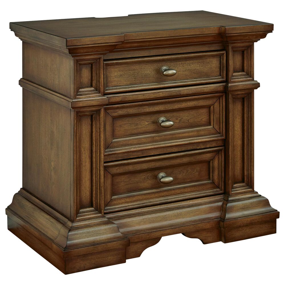 Millenium Frantanna 3 Drawer Nightstand in Brown with Outlet and USB Port, , large