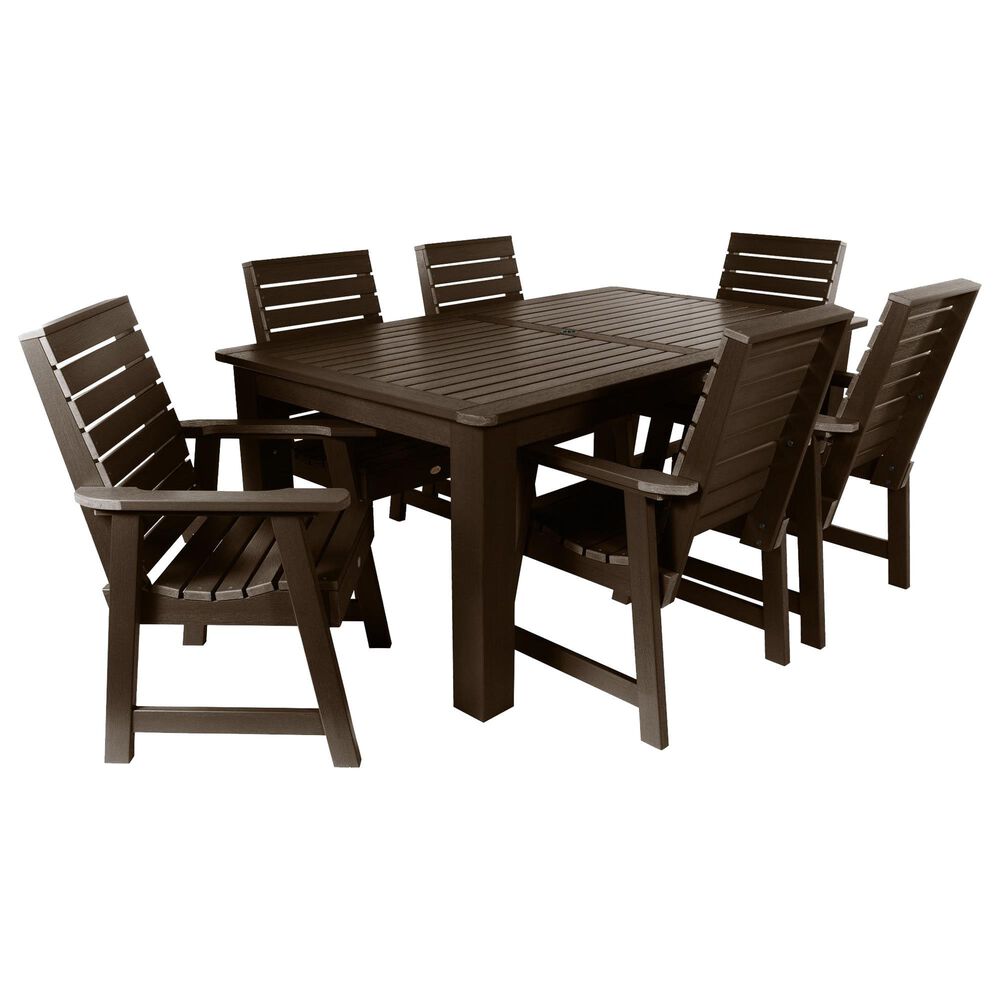 Highwood USA Weatherly 7-Piece Rectangular Patio Dining Set in Weathered Acorn, , large