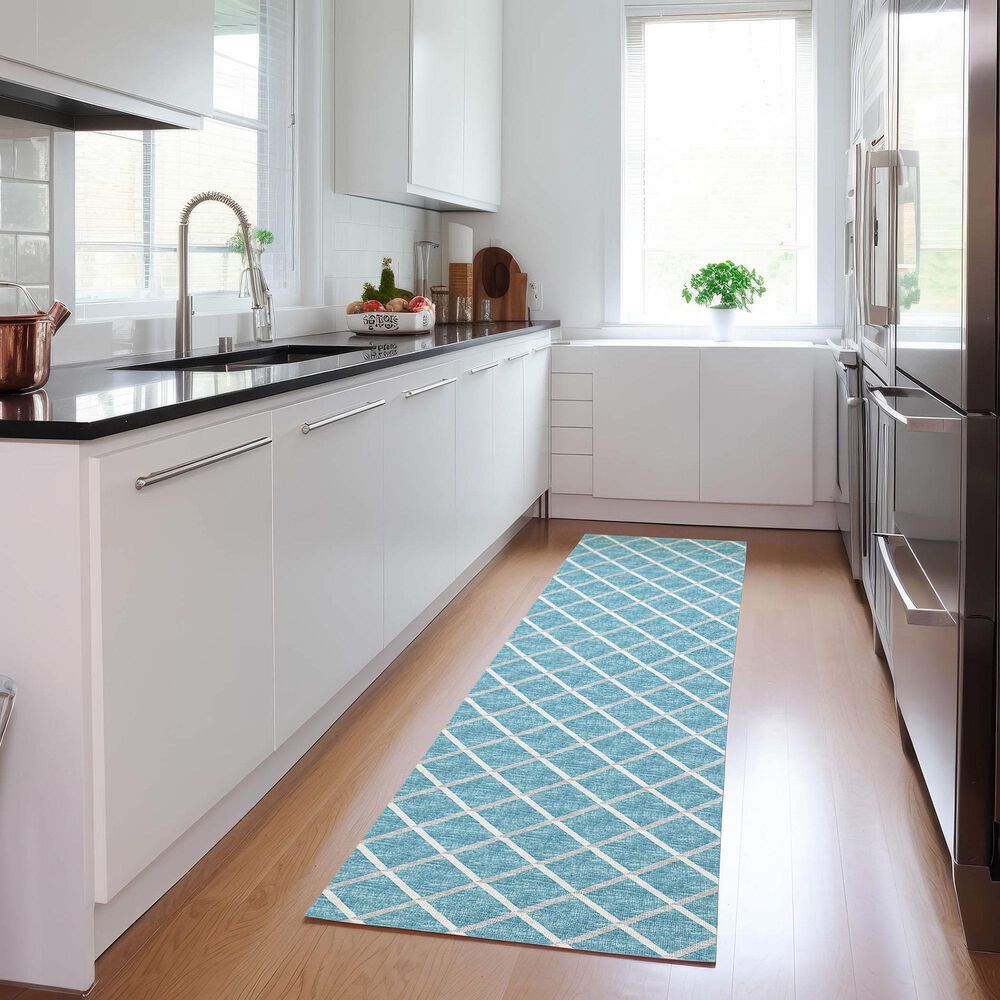 Dalyn Rug Company York 2&#39;3&quot; x 7&#39;6&quot; Sky Blue Indoor/Outdoor Runner, , large