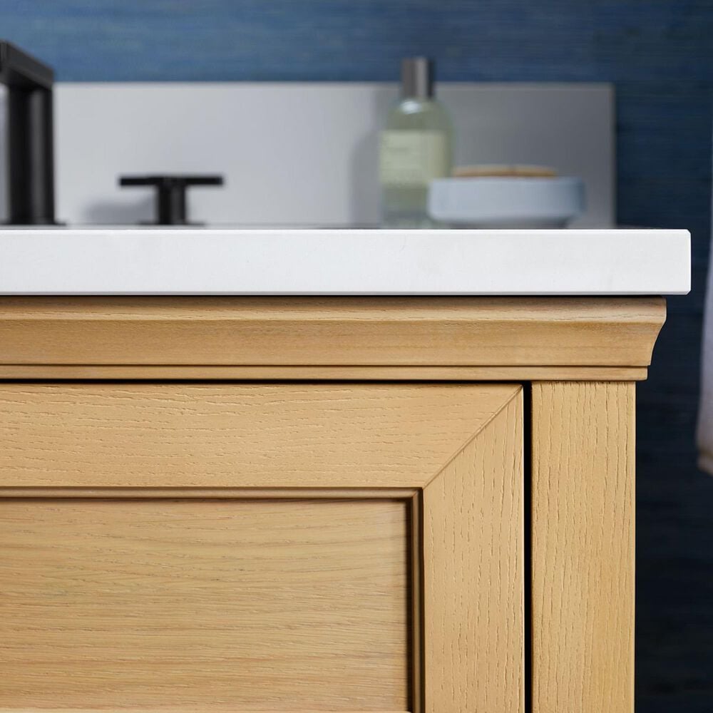 Kohler Charlemont 60&quot; Double Bathroom Vanity in Light Oak with 3 cm White Quartz Top and Rectangular Sinks, , large