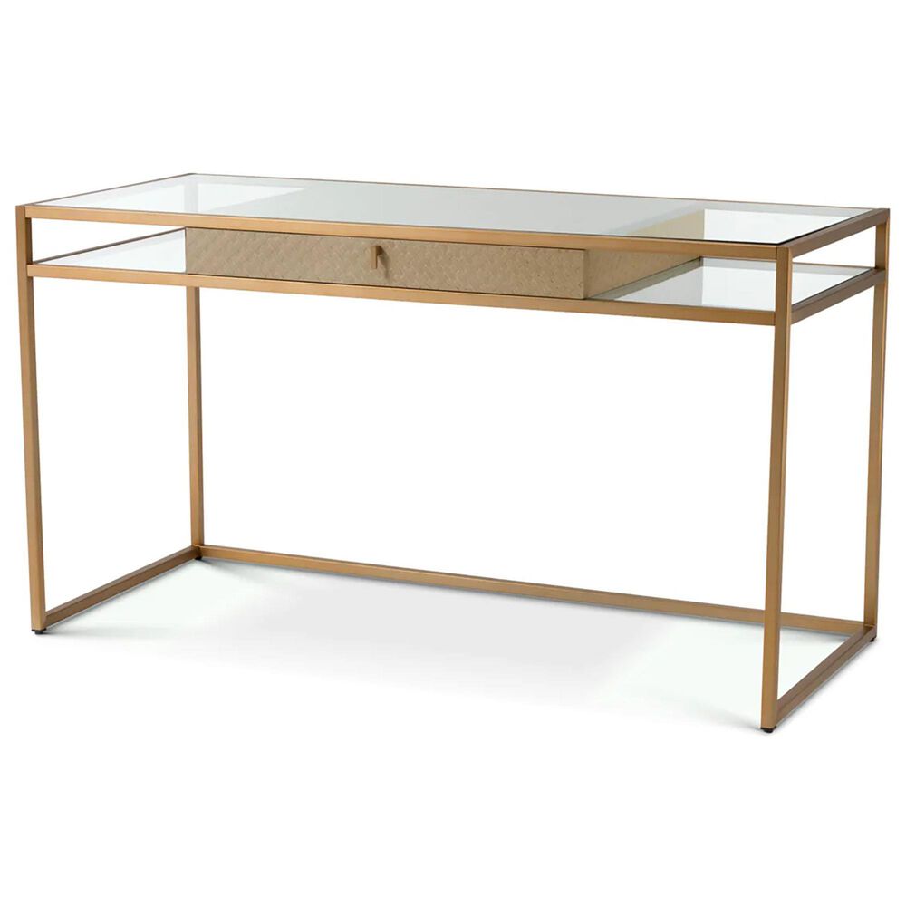 EICHHOLTZ Napa Valley Writing Desk in Brushed Brass and Clear, , large