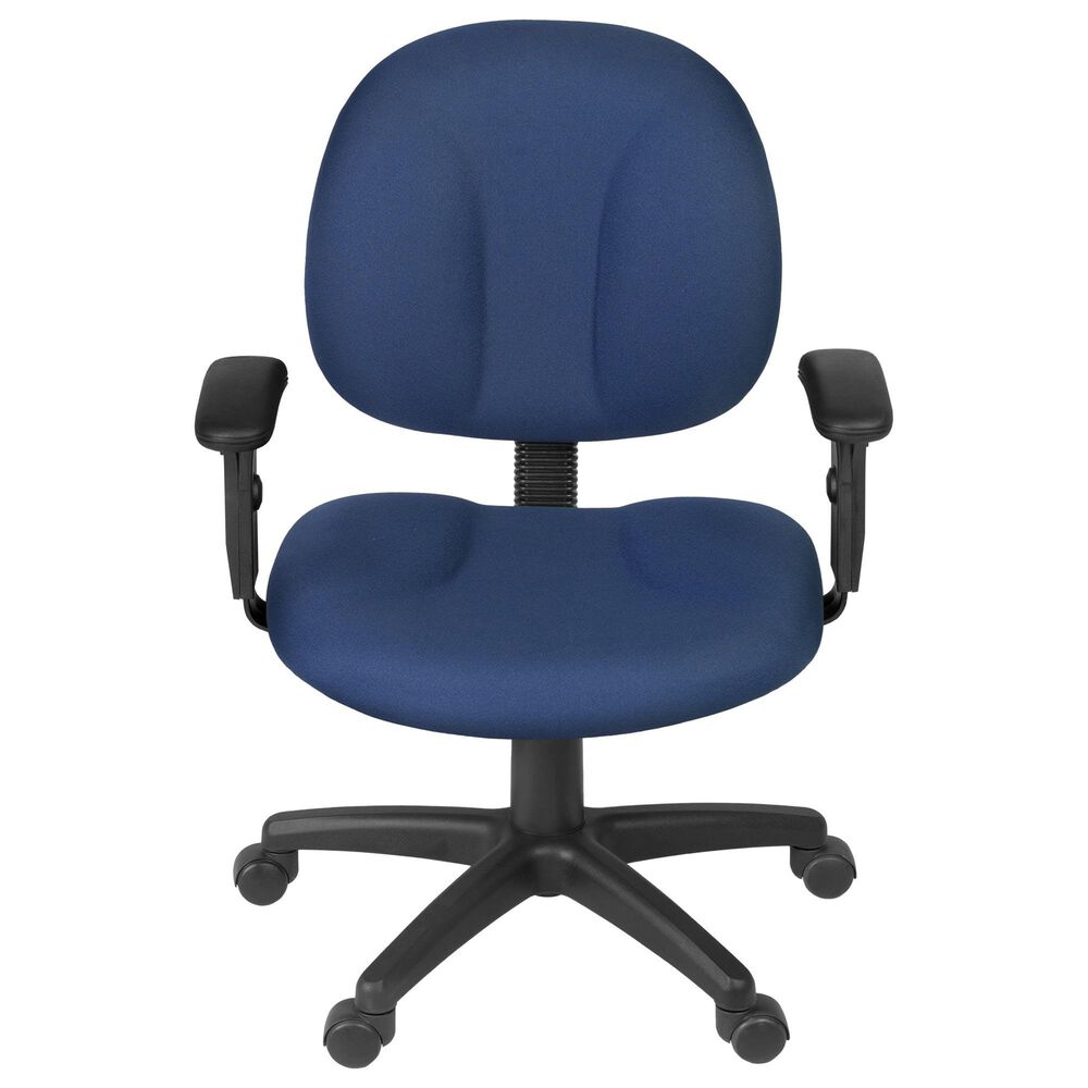 Regency Global Sourcing Comfort Series Swivel Computer Task Chair with Adjustable Arms in Navy Blue, , large