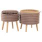 Lumisource Tray Plush 2-Piece Storage Ottoman Set in Light Brown, , large