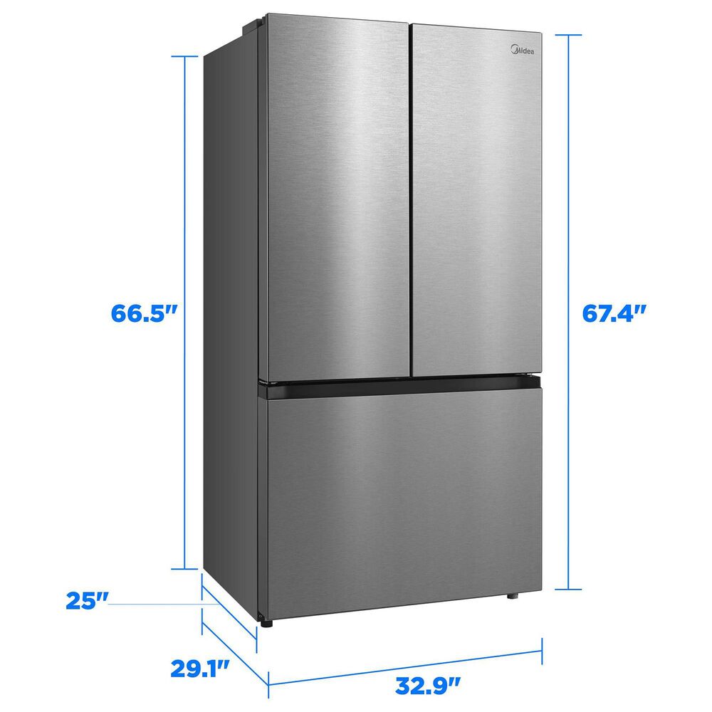 Midea 23 Cu. Ft. Garage Ready French Door Refrigerator in Stainless Steel, , large