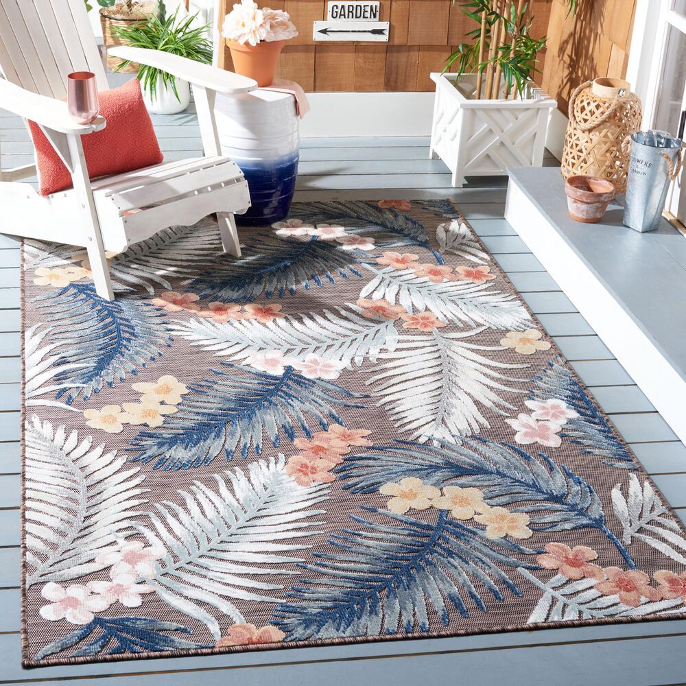 Safavieh Cabana CBN458T 4&#39; x 6&#39; Brown and Blue Indoor/Outdoor Area Performance Rug, , large