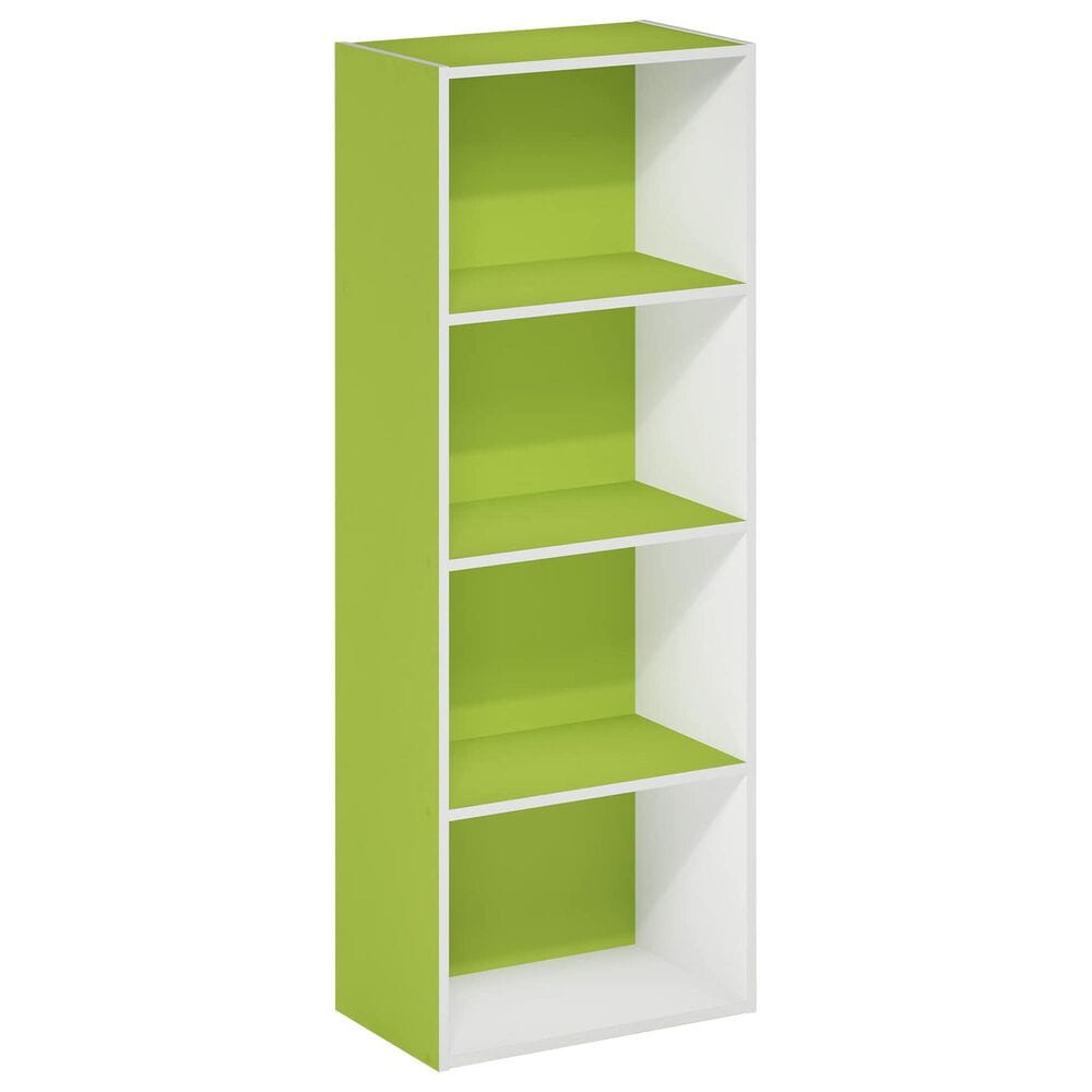 HOMLUX 4-Tier Open Shelf Bookcase in Green and White, , large