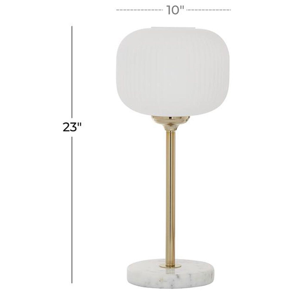 Maple and Jade Metallic Stem and Marble Base Table Lamp in White and Gold, , large