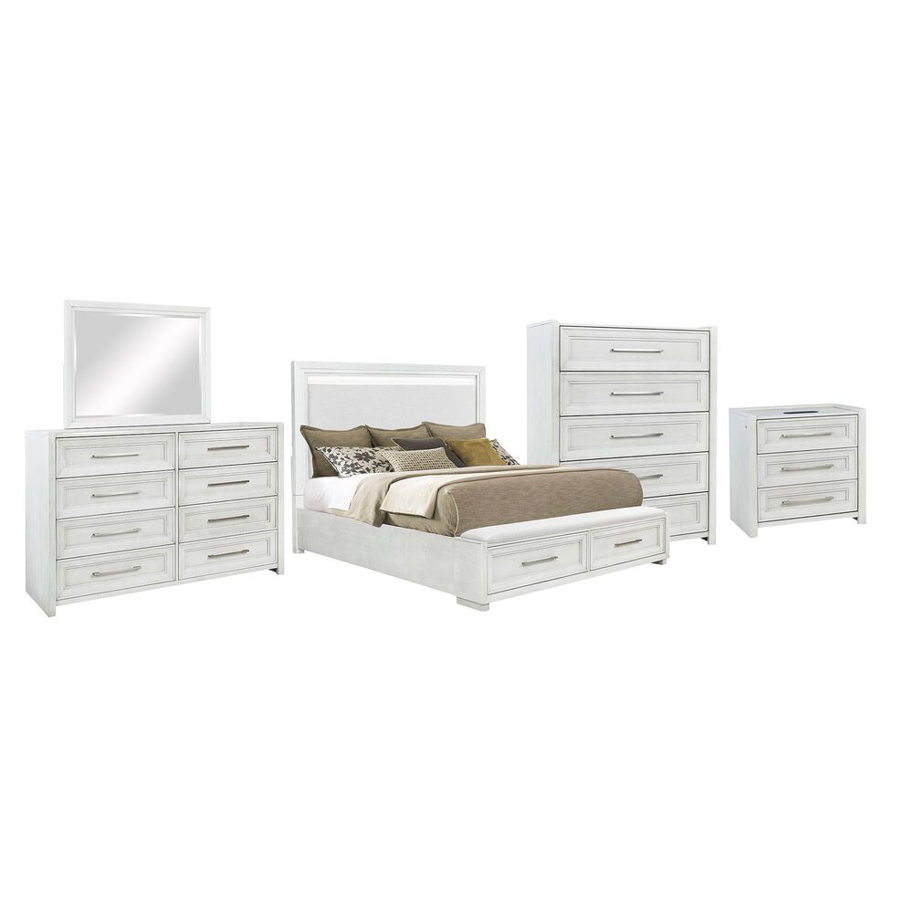 Sasha Lee 5-Piece King Storage Bedroom Set in Brushed White, , large