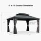 HOMLUX 14-ft x 11-ft Double Roof Outdoor Gazebo Gray Gazebo with Hardtop Roof (Screen Included), , large