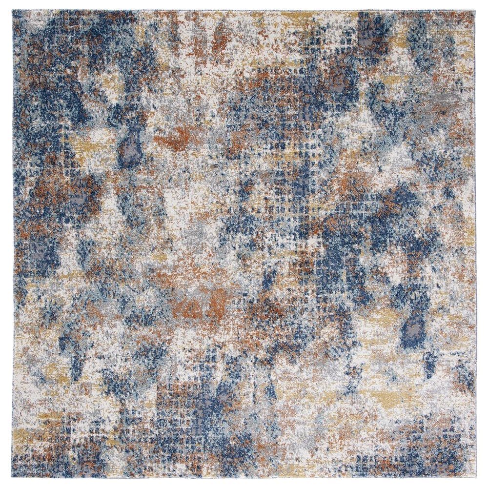 Safavieh Aston 6"7" Square Navy and Gold Area Rug, , large