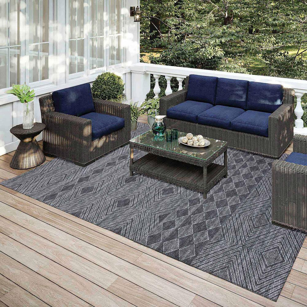 Dalyn Rug Company Sedona Geometric SN1 9&#39; x 12&#39; Midnight Indoor/Outdoor Area Performance Rug, , large