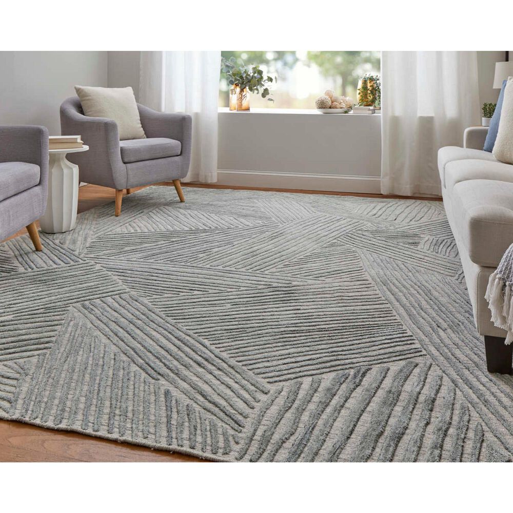Feizy Elias 10&#39; x 14&#39; Green and Gray Area Rug, , large