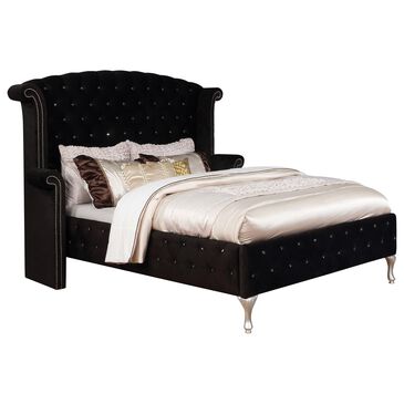 Furniture of America Mills King Upholstered Bed in Black, , large