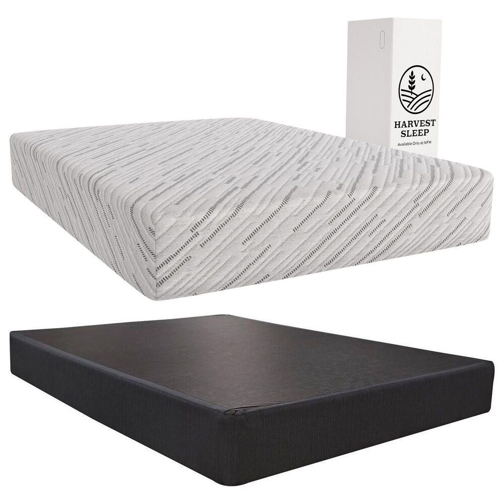 Harvest Sleep 10" Firm Memory Foam Queen Mattress in a Box with High Profile Box Spring, , large