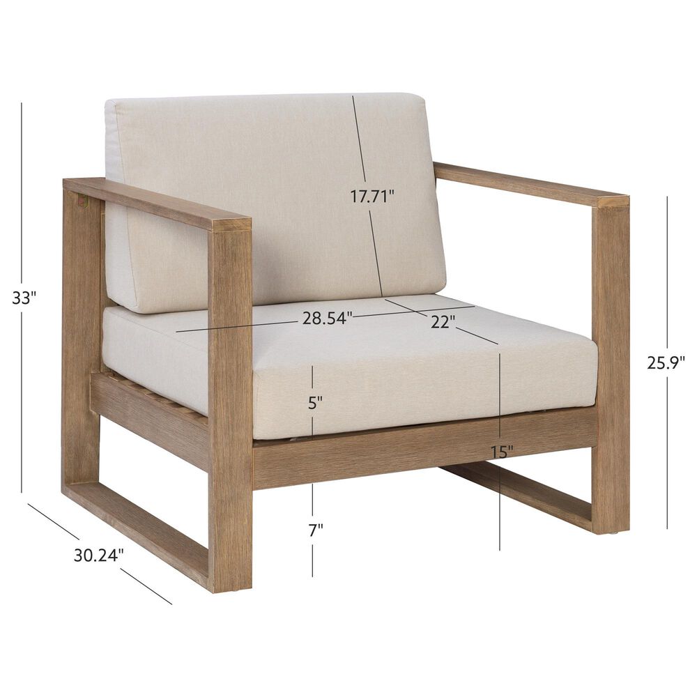 Linon Home Decor Silas Patio Arm Chair in Beige, , large