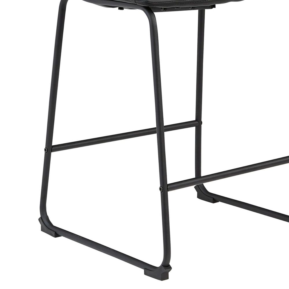 Ashley Centiar 24&quot; Upholstered Counter Stool in Black Faux Leather, , large
