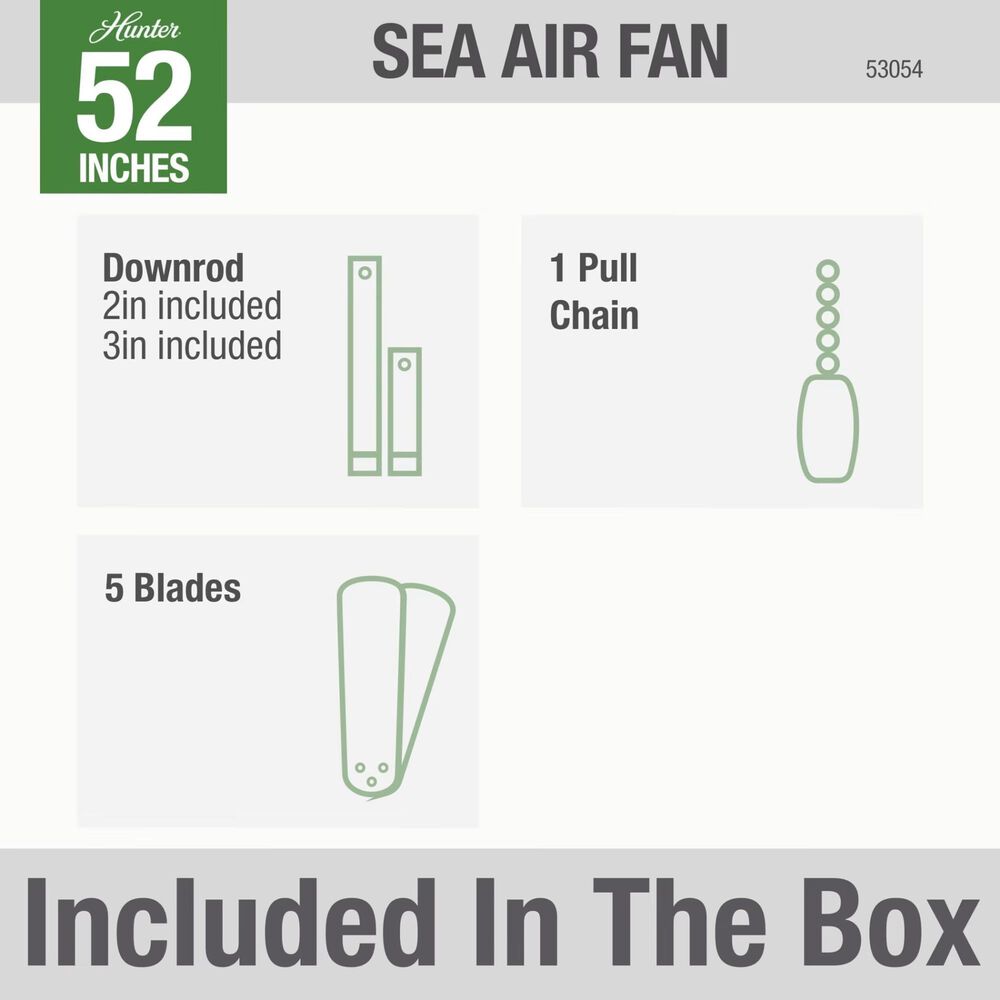 Hunter Sea Air 52&quot; Outdoor Ceiling Fan in White, , large