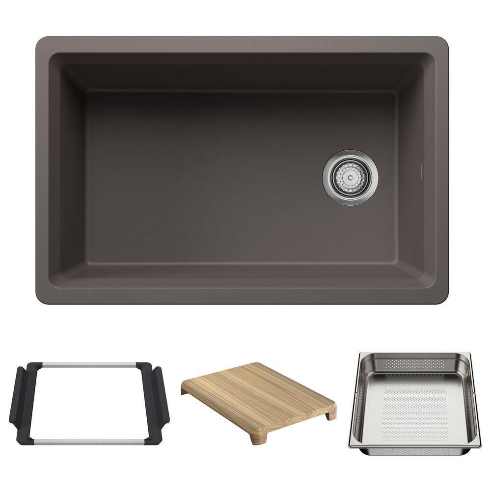 Blanco Inteos 30" Undermount Single Bowl Kitchen Sink in Volcano Gray, , large