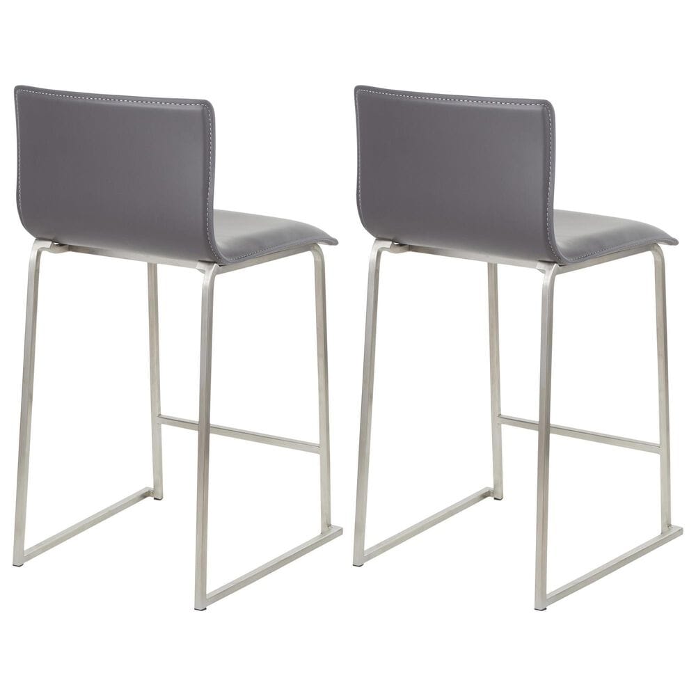 Lumisource Mara Counter Stool with Grey Cushion in Stainless Steel &#40;Set of 2&#41;, , large