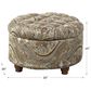 Kinfine Button Tufted Storage Ottoman in Brown and Teal Paisley, , large