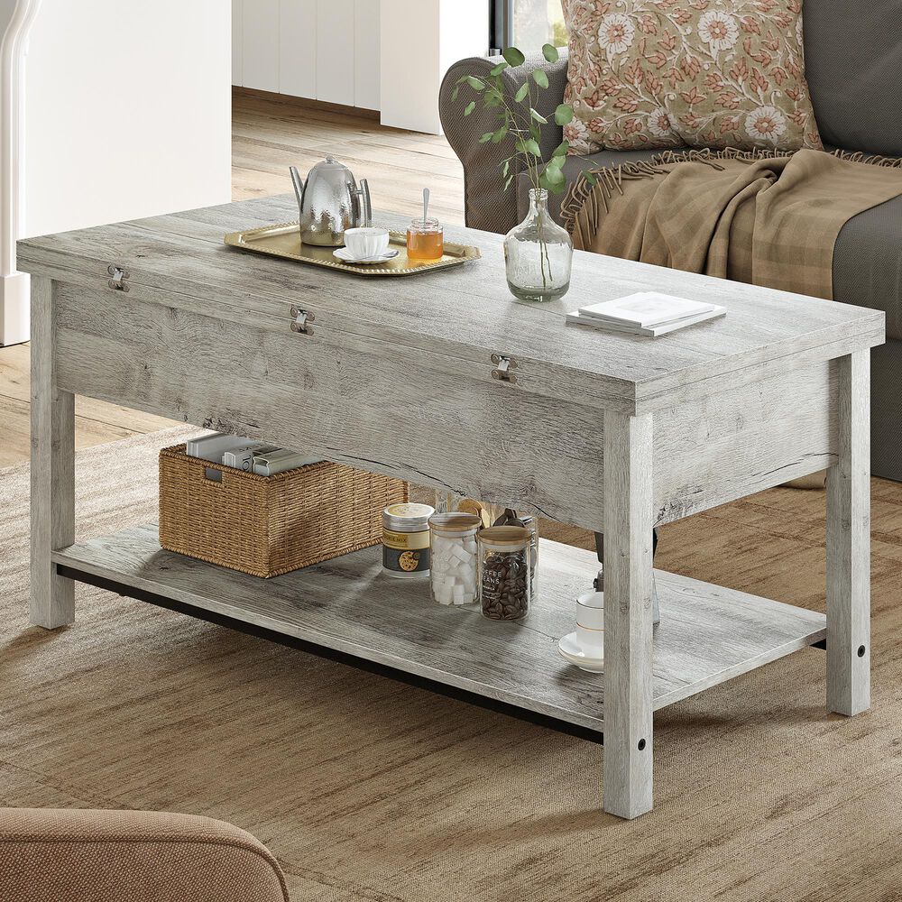 HOMLUX Lift Top Coffee Table in Light Grey, , large