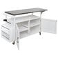 Hearth and Haven Outdoor Kitchen Island Cart with Adjustable Shelves and Stainless Steel Top in White, , large
