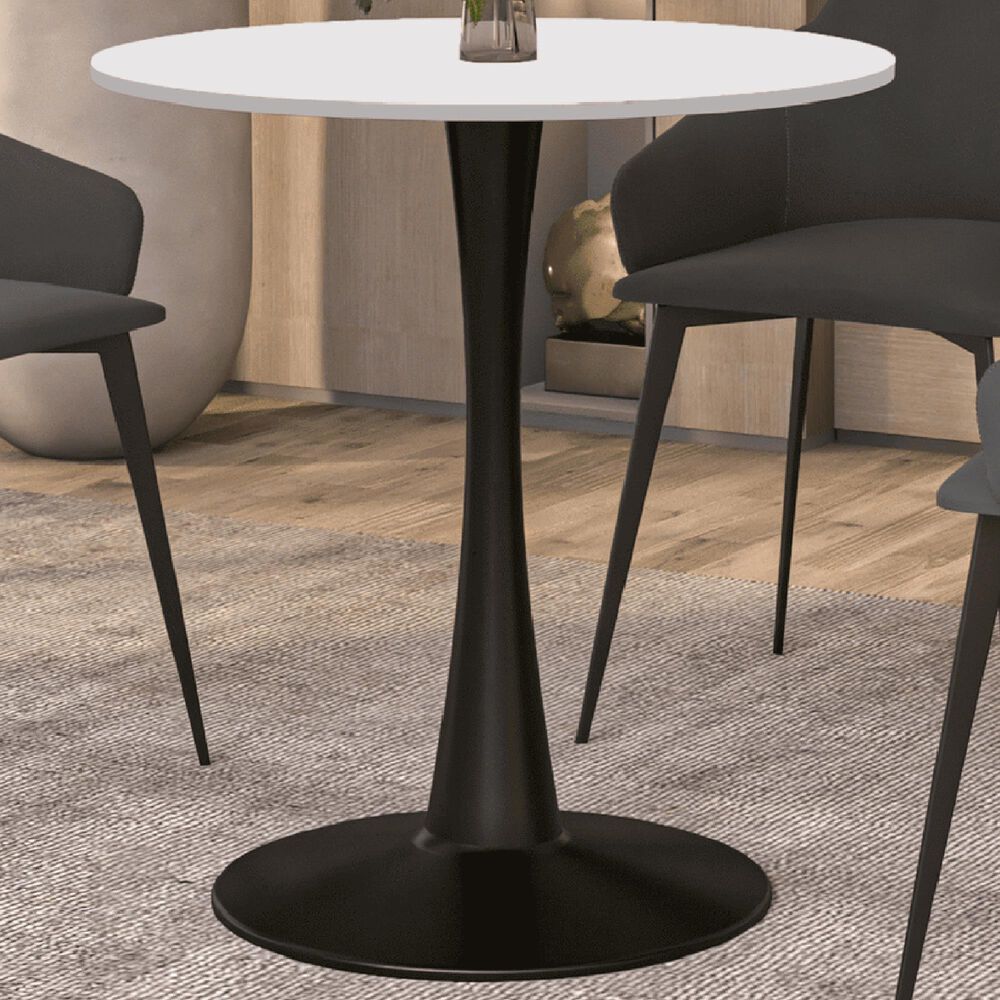 Leisuremod Bristol 24&quot; Round Dining Table with MDF Top in Black and White - Table Only, , large