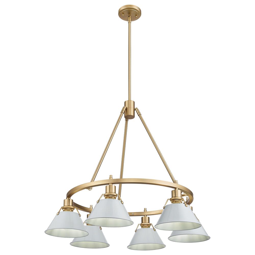 Golden Lighting Orwell 6-Light Chandelier with Dusky Blue Shade in Brushed Champagne Bronze, , large