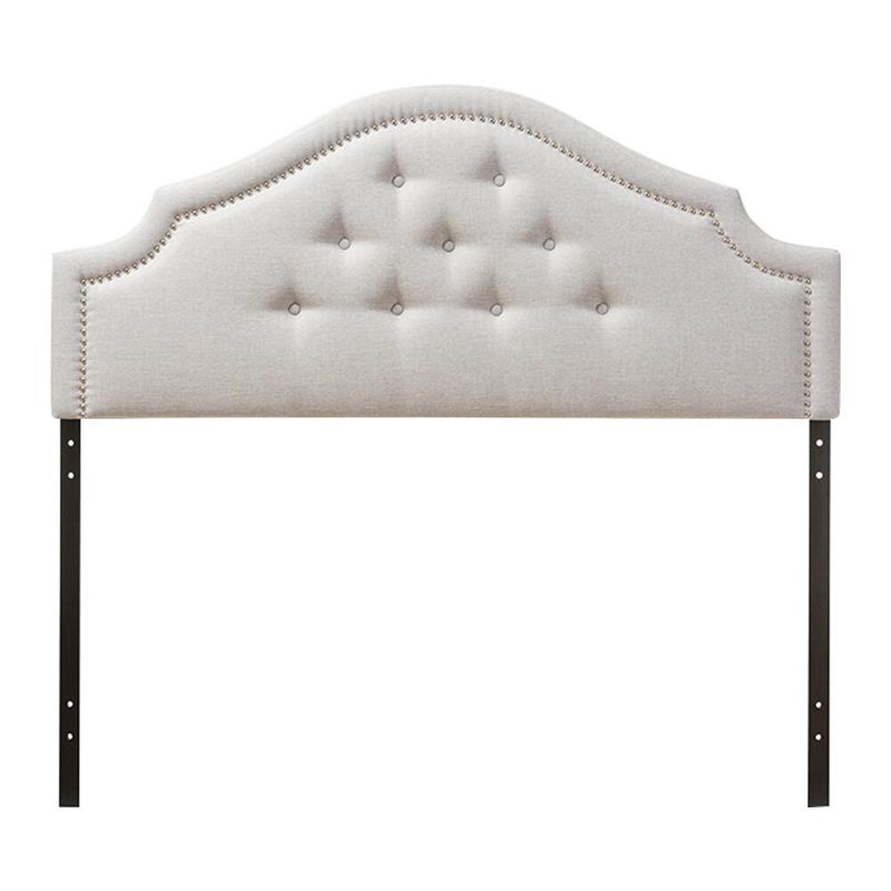 Baxton Studio Cora Full Upholstered Headboard in Greyish Beige, , large