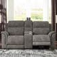 Ashley Next-Gen DuraPella Power Console Loveseat with Power Headrest in Slate, , large