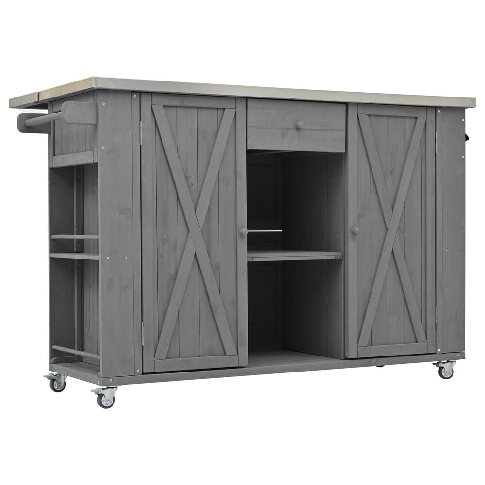 Hearth and Haven Outdoor Kitchen Island with Stainless Steel Top in Grey, , large