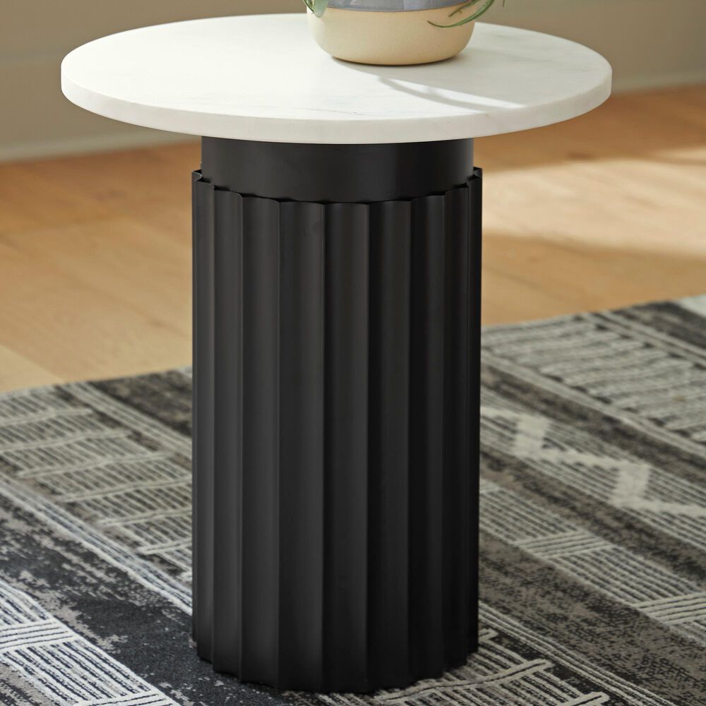Ashley Wainstone Accent Table in Black and White, , large