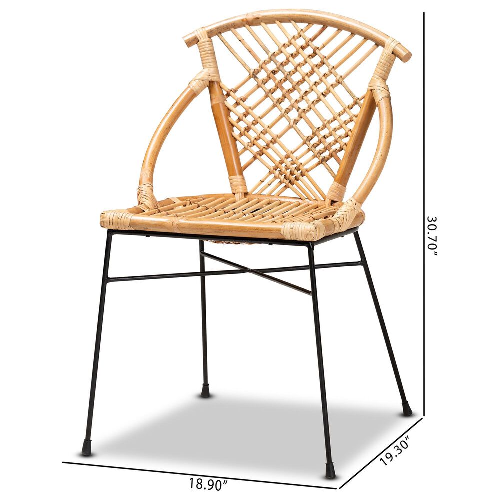 Baxton Studio Pro Arm Chair in Natural Brown and Black (Set of 2), , large
