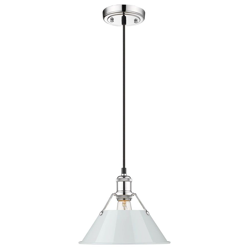Golden Lighting Orwell 1-Light Medium Pendant with Dusky Blue Shade in Chrome, , large