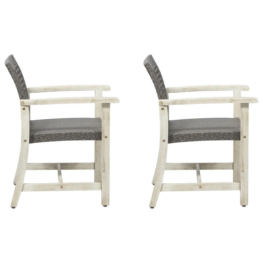 Hearth and Haven Hampton Outdoor Dining Chair in Black and Light Grey (Set of 2), , large