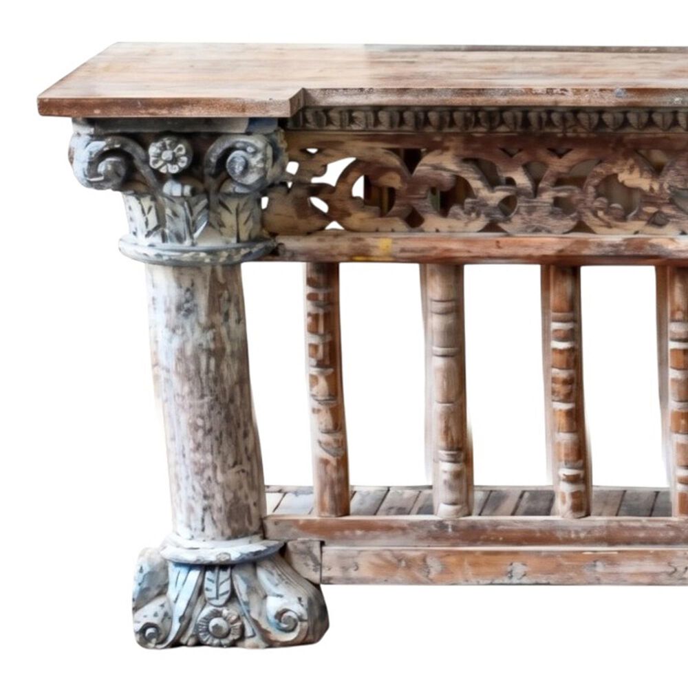 Jaipur Home One of a Kind Architectural Balcony Console Table in Brown, , large